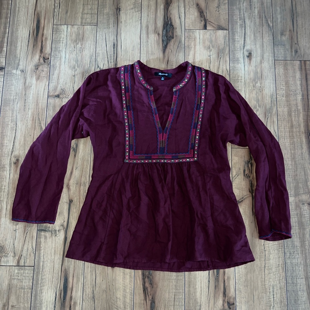 maroon top